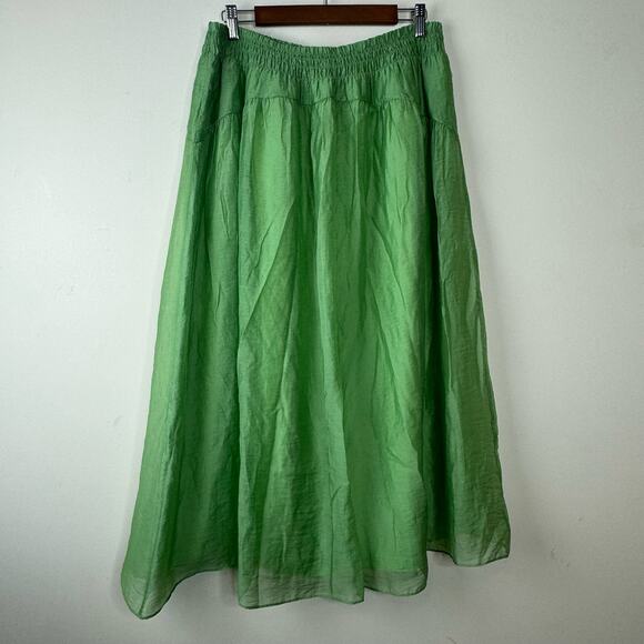 Vince Green Smocked-Waist Gathered Skirt NWT Size Large - Picture 5 of 8
